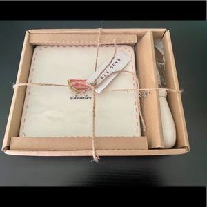 Rae Dunn NWT Watermelon Cheese Platter and Knife Set